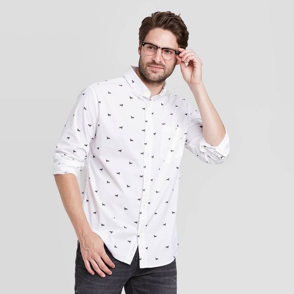 GOODFELLOW | Dog Print Long Sleeve Button Down - Picture 2 of 16